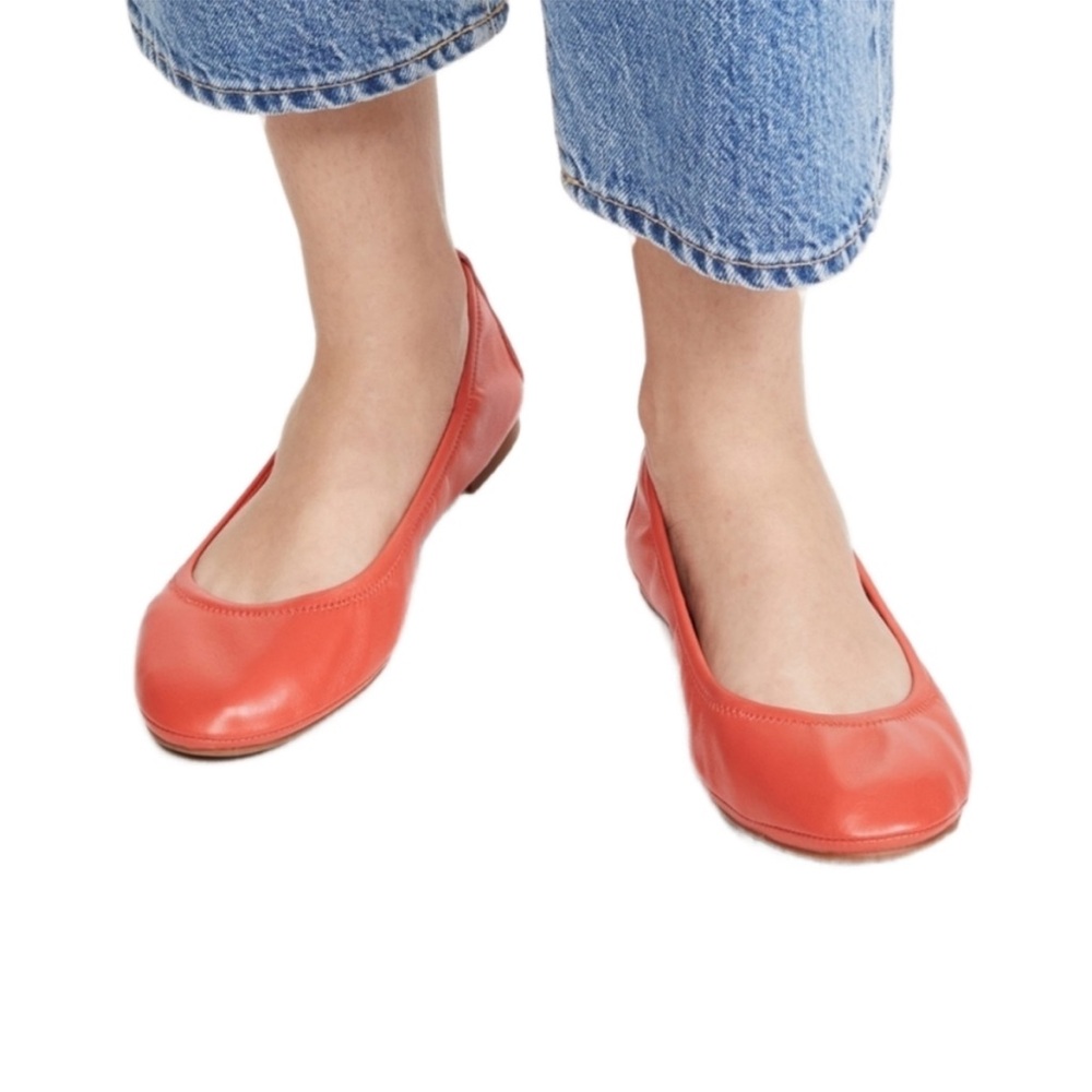 Tory Burch Zoe Ballet Sheep Leather Poppy Red Flats